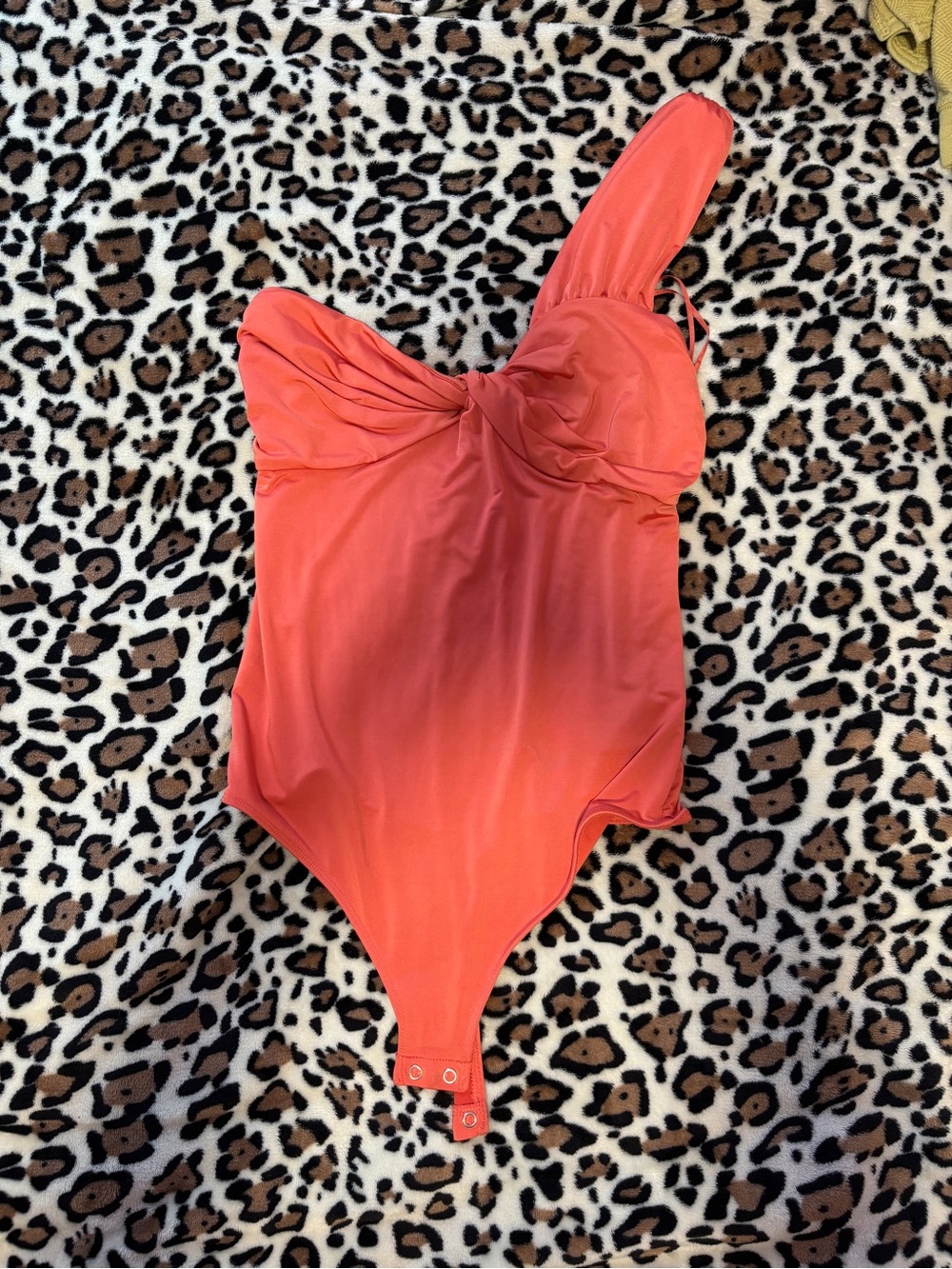 Express One-Shoulder Coral Bodysuit